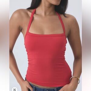 Klassy Network  Solid Square Neck Halter Halter Neck Women's Top